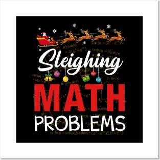 Sleighing Math Problems Teacher Santa Reindeer Posters and Art